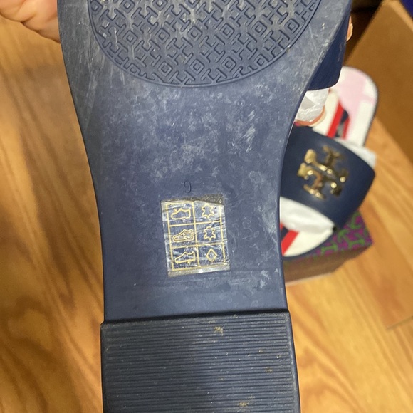 Tory burch eleanor slide sandals gold logo - Picture 2 of 5